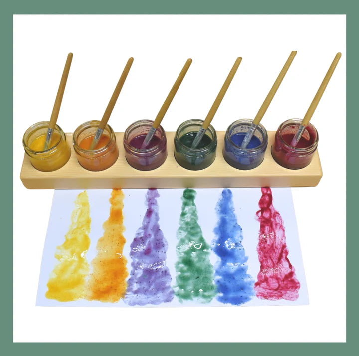 Wooden Paint Pot Holder with Glass Jars