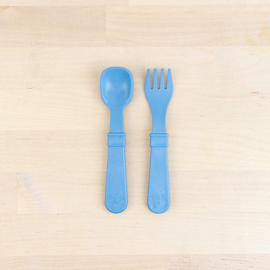 Re-Play Fork & Spoon Set 4 Spoon & 4 Fork Denim|Yellow